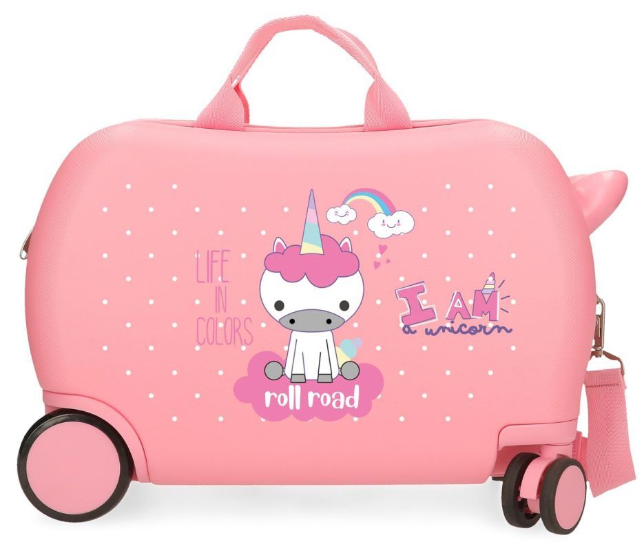 Detský kufrík na kolieskach Roll Road I am Unicorn coral 45 cm